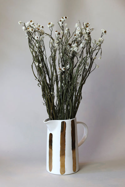 Gold Painted Stripe Ceramic Jug - Sun and Day Shop