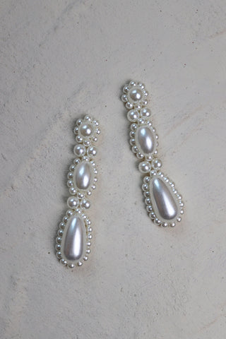 Pearl Drop Deco Long Earrings