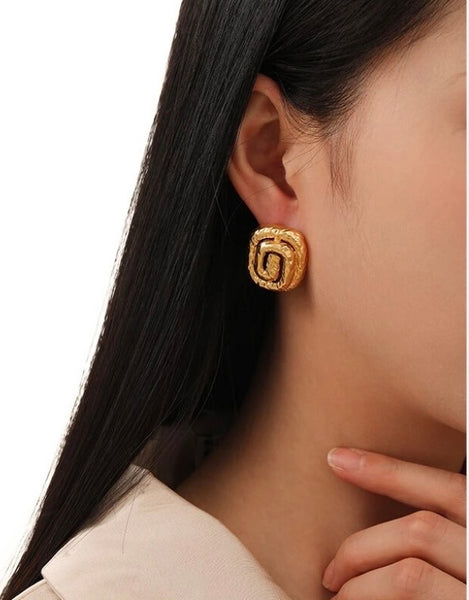 Gold Grecian Stud Earrings