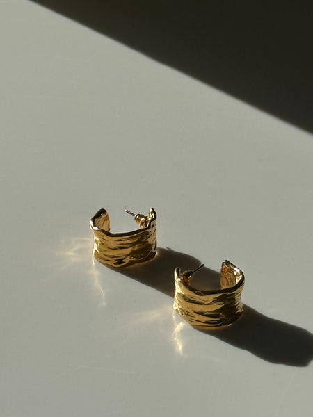 Wide Band 18K Gold Hoop Earrings