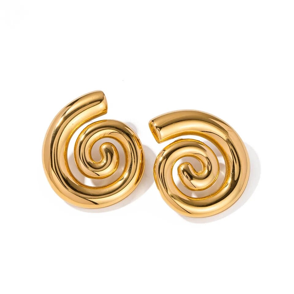 Gold Plated 18K Spiral Stud Earrings