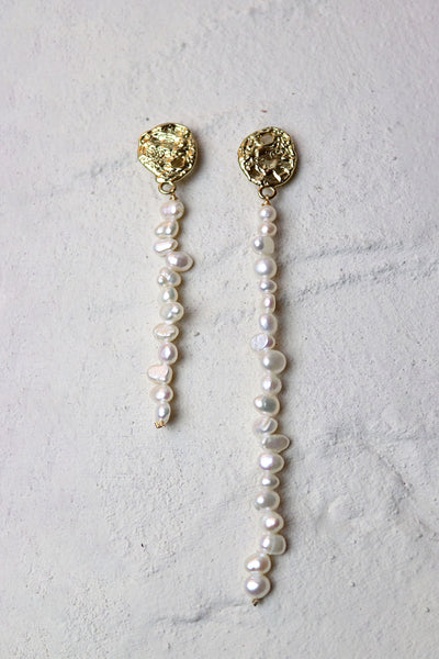 Asymmetric Freshwater Pearl Drop Earrings