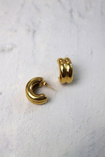 Gold Band Thick Hoop Earrings