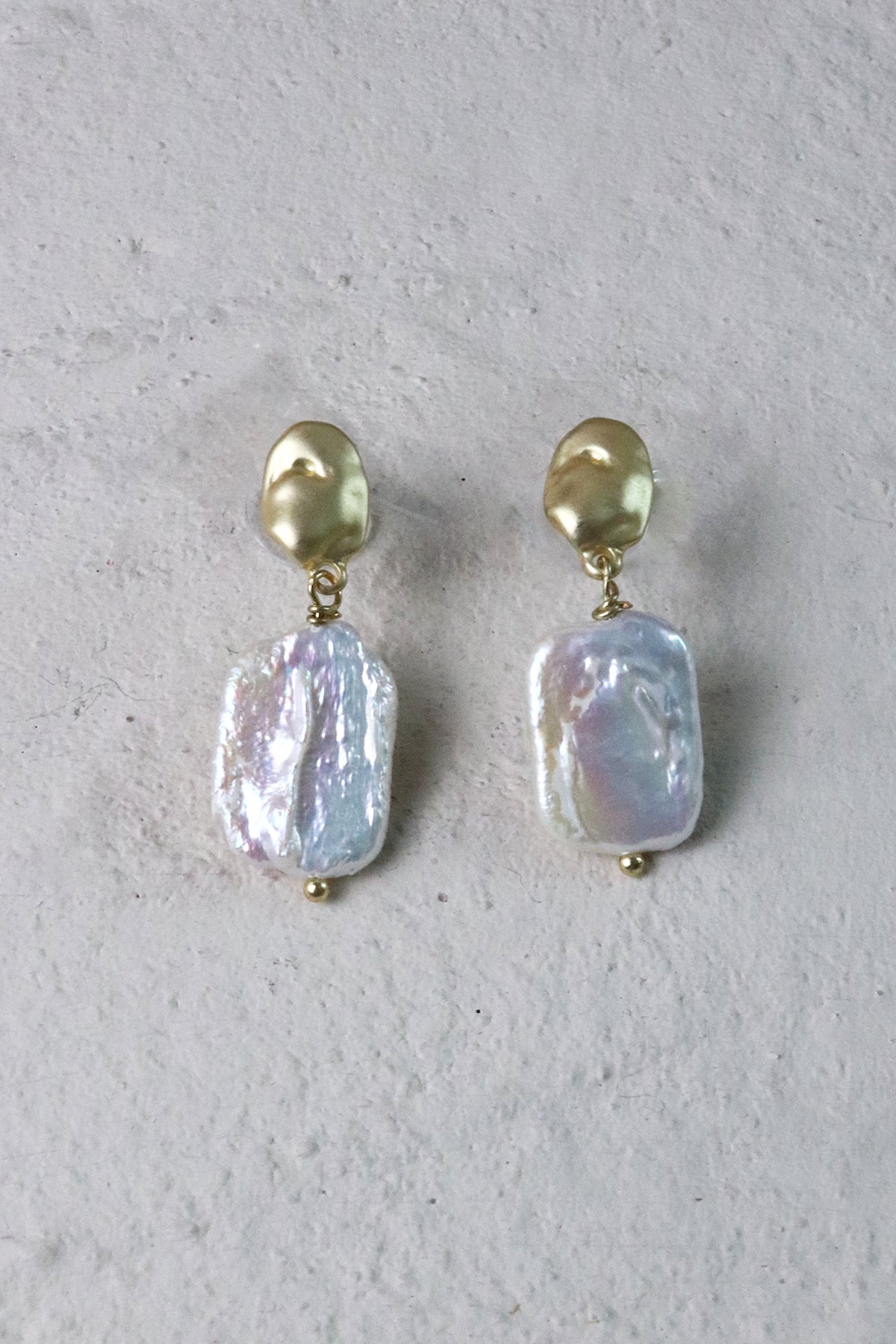 Gold Molten Freshwater Pearl Earrings