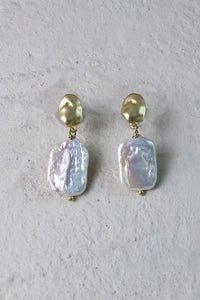 Gold Molten Freshwater Pearl Earrings