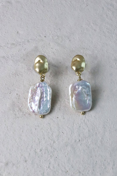 Gold Molten Freshwater Pearl Earrings