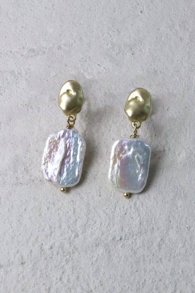Gold Molten Freshwater Pearl Earrings