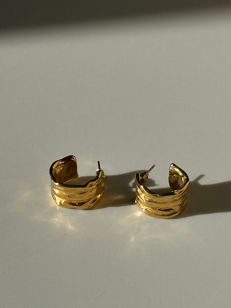 Wide Band 18K Gold Hoop Earrings
