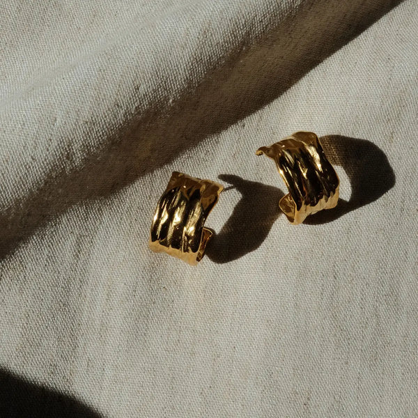 Wide Band 18K Gold Hoop Earrings