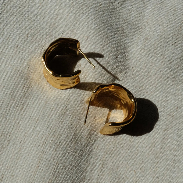 Wide Band 18K Gold Hoop Earrings