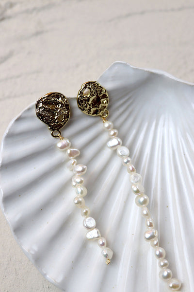 Asymmetric Freshwater Pearl Drop Earrings