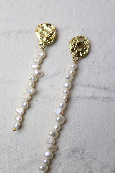 Asymmetric Freshwater Pearl Drop Earrings