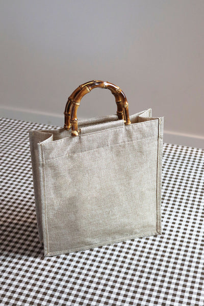 Bamboo Hessian Tall Tote Bag
