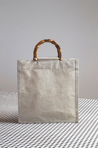 Bamboo Hessian Tall Tote Bag