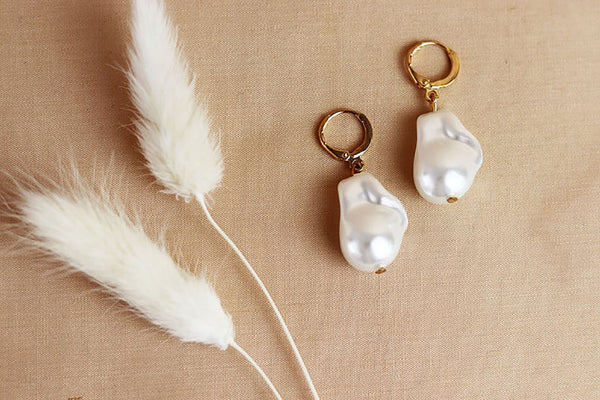 Baroque Pearl Drop Gold Earrings - Sun and Day Shop