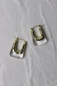 Clear Resin Gold Earrings