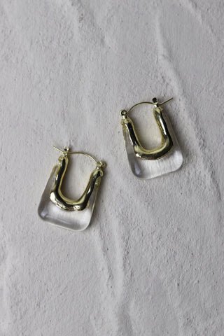Clear Resin Gold Earrings