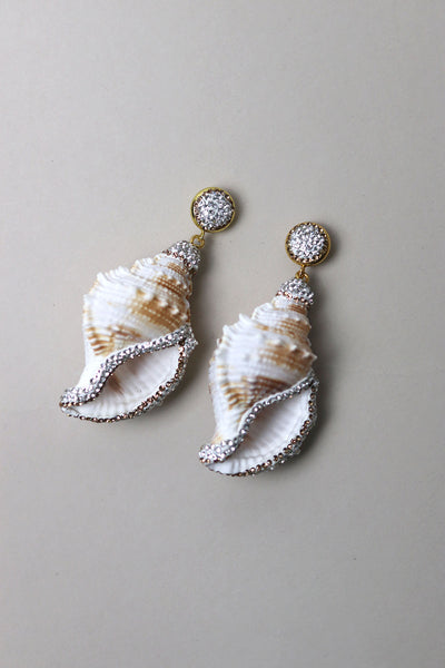 Diamanté Conch Shell Earrings - Sun and Day Shop