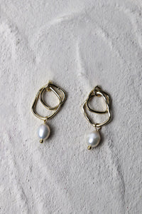 Double Layer Hoop Pearl Earrings