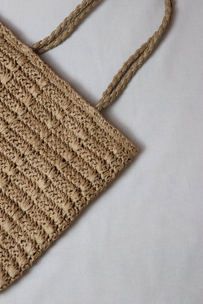 Long Strap Straw Tote Bag