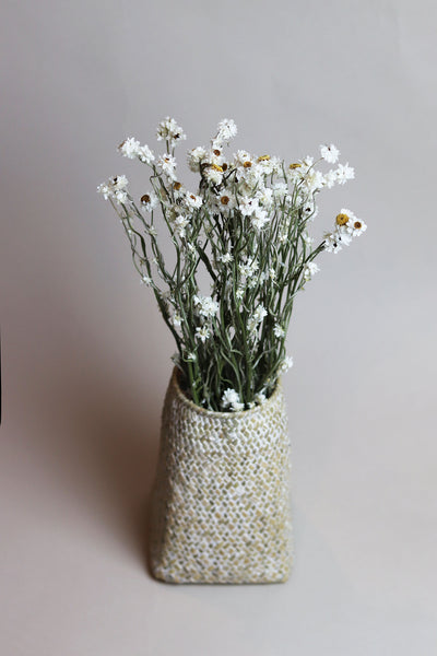 White Washed Woven Wicker Tall Vase - Sun and Day Shop