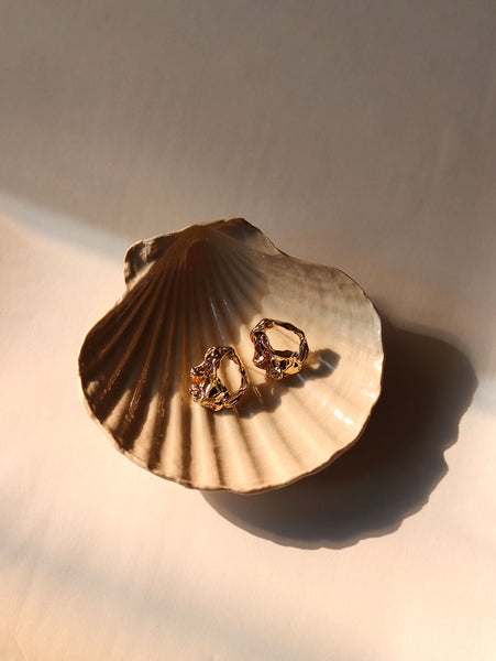 Gold Molten Stud Earrings