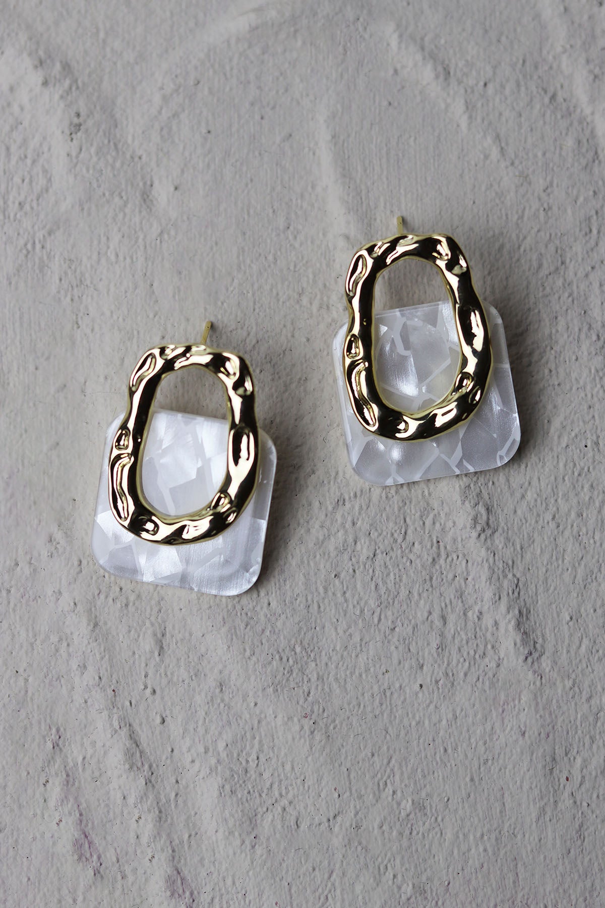 Geometric Pearl Gold Hoop Earrings
