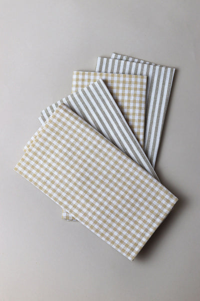 Gingham Check Cotton Linen Napkins Set of 4 - Sun and Day Shop