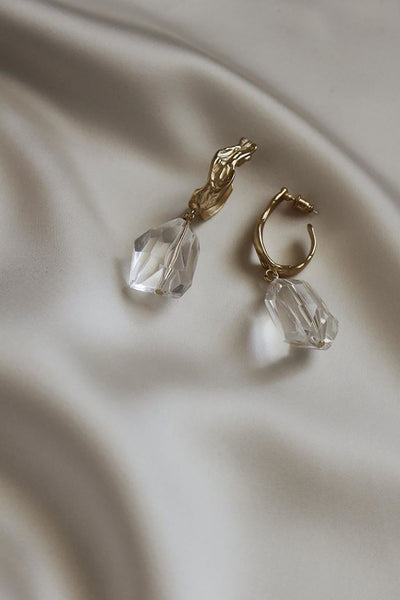 Glass Tear Drop Gold Earrings - Sun and Day Shop