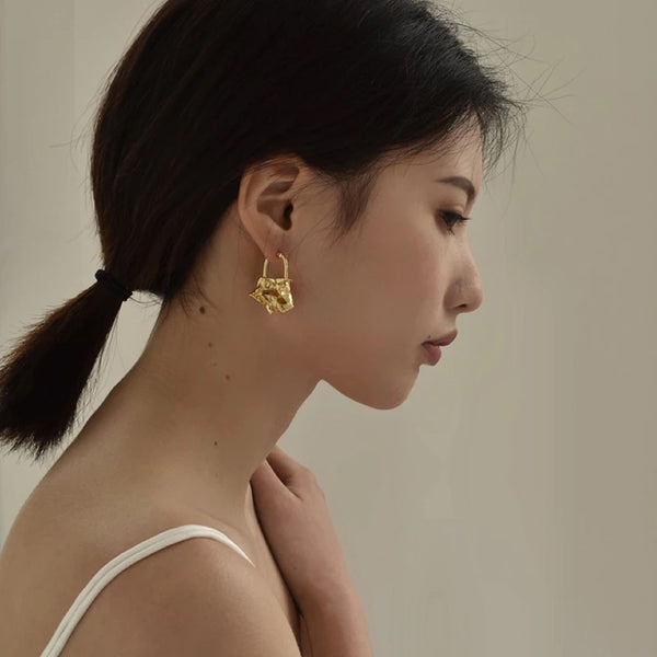Gold Cluster Hoop Earring