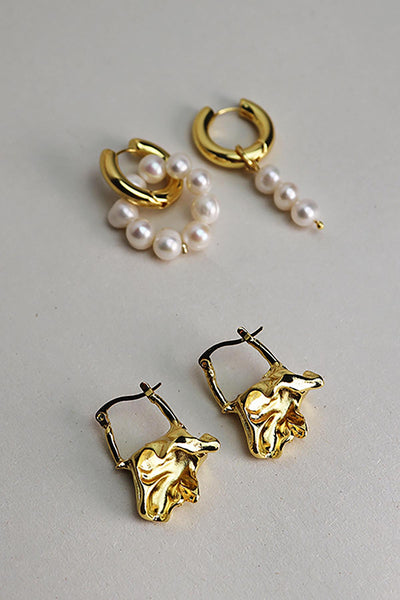 Gold Cluster Hoop Earring