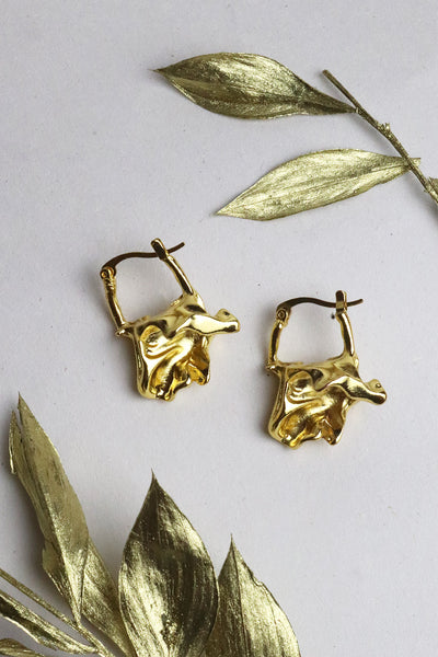 Gold Cluster Hoop Earring