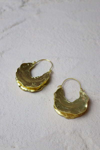 Gold Frill Hoop Earrings