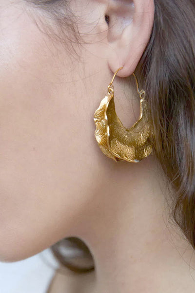 Gold Frill Hoop Earrings