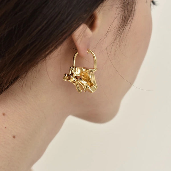 Gold Cluster Hoop Earring
