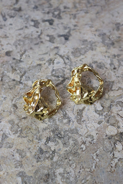 Gold Molten Stud Earrings