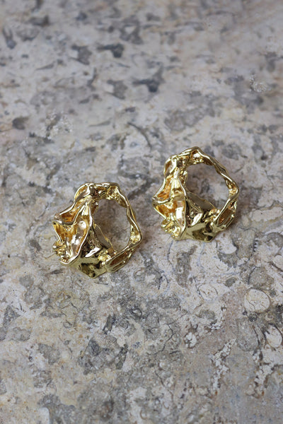 Gold Molten Stud Earrings