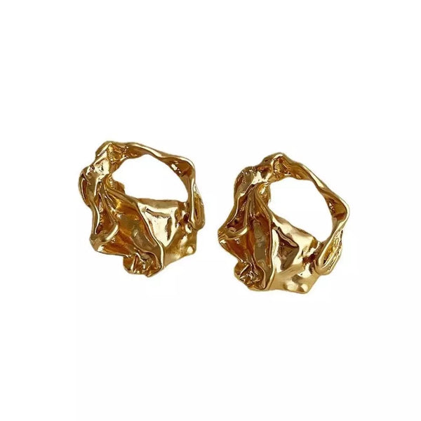 Gold Molten Stud Earrings
