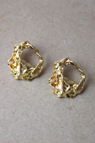 Gold Molten Stud Earrings