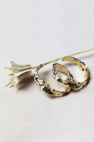 Gold Sculptured Hoop Earrings - Sun and Day Shop