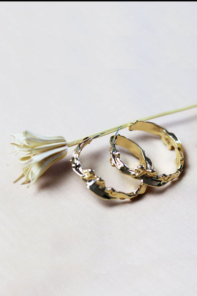 Gold Sculptured Hoop Earrings - Sun and Day Shop