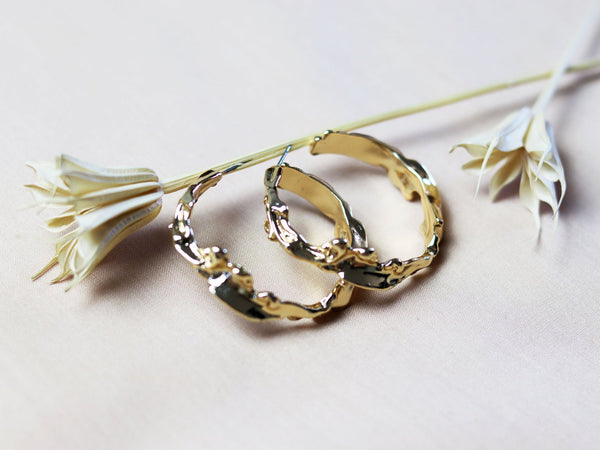 Gold Sculptured Hoop Earrings - Sun and Day Shop