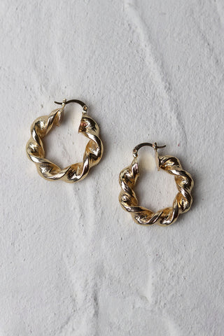 Gold Twist Hoop Earrings