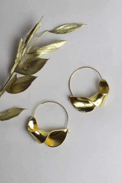 Gold Twist Nugget Hoop Earrings
