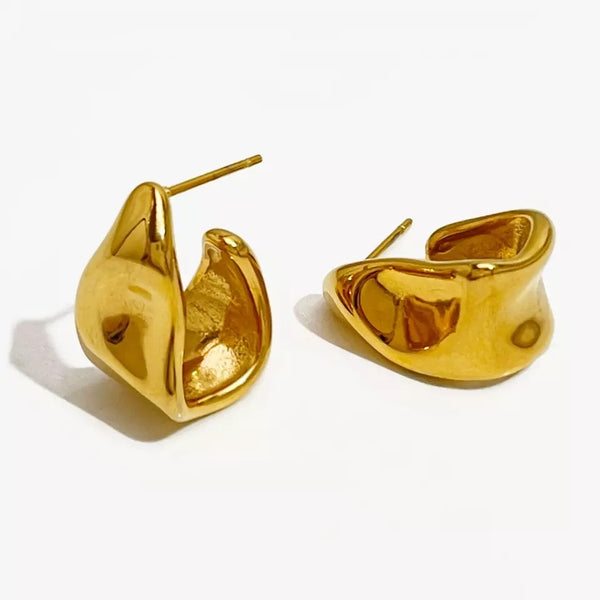 Irregular 18K Plated Gold Cuff Earrings