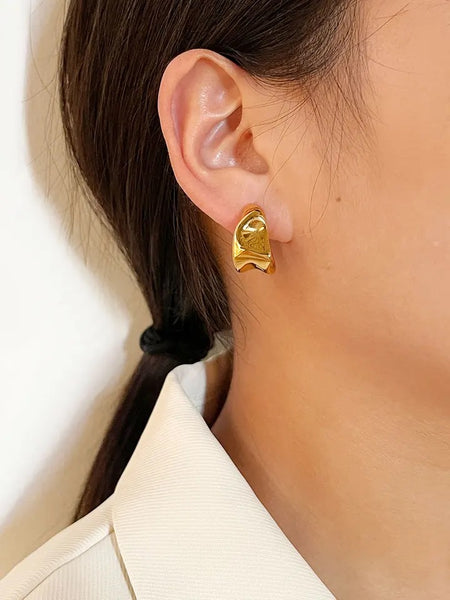 Irregular 18K Plated Gold Cuff Earrings