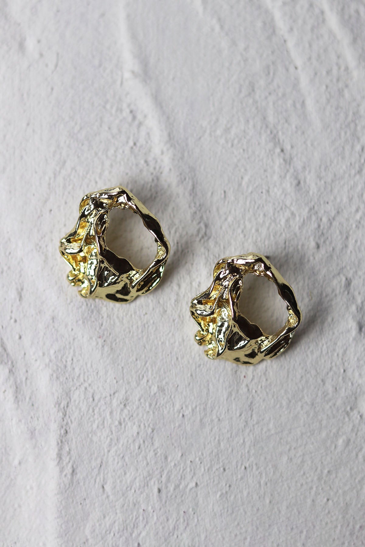 Gold Molten Stud Earrings