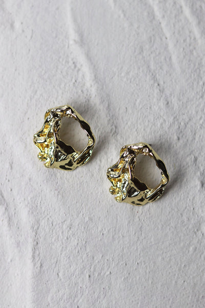 Gold Molten Stud Earrings