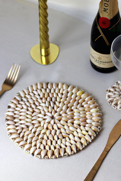 Natural Cowrie Shell  Woven Placemat - Sun and Day Shop