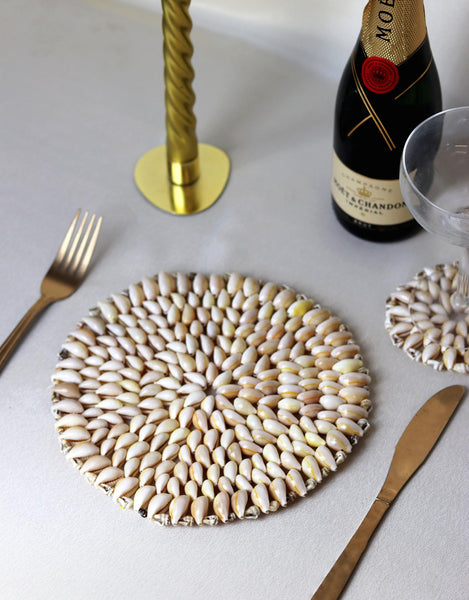 Natural Cowrie Shell  Woven Placemat - Sun and Day Shop